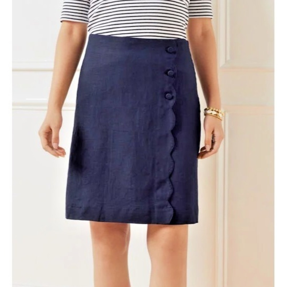 NWT TALBOTS Scallop wrap linen skirt womans plus 16W lined